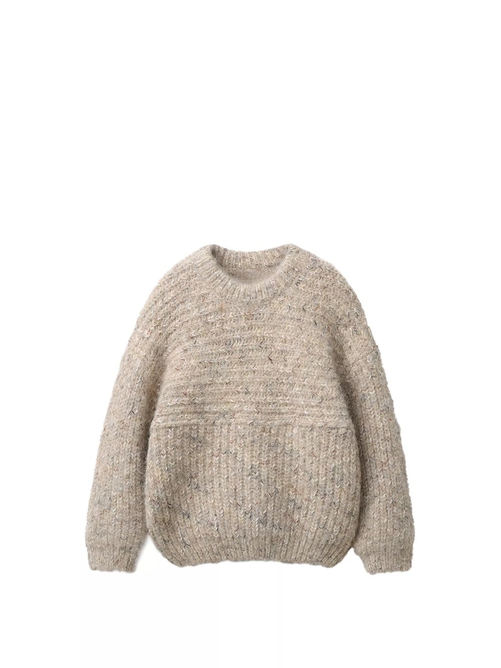Zara Neutral Speckled Crewneck Sweater